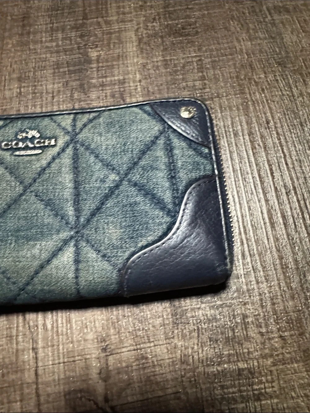 Coach Quilted Denim and Navy Zip Wallet